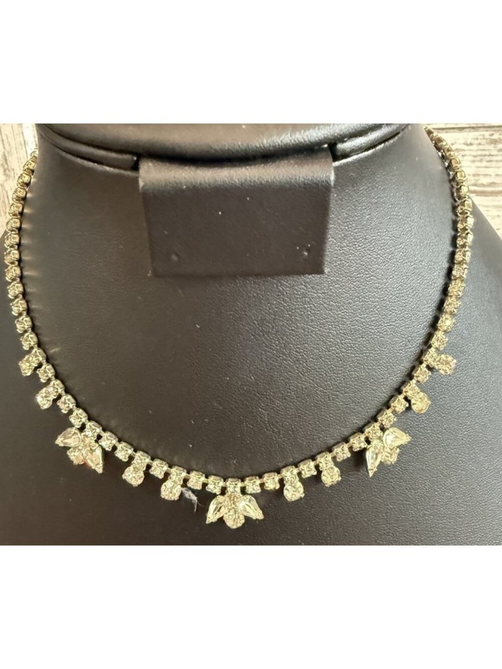 Vintage Rare Signed Garne Jewelry Necklace Glass Rhinestone Choker  15”